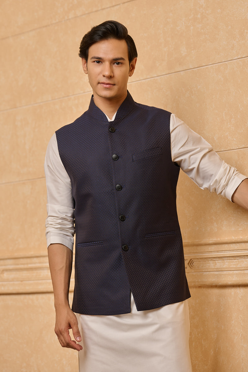 Navy Classic Jacquard Bundi