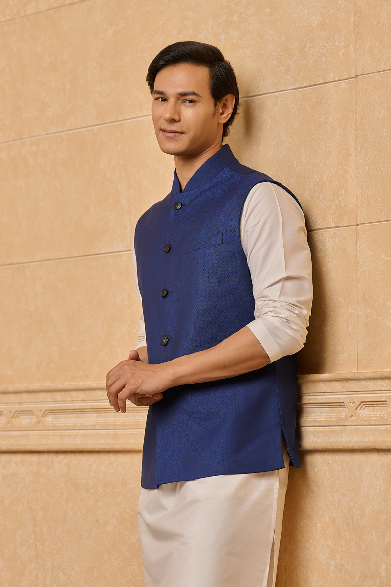 Navy Classic Jacquard Bundi