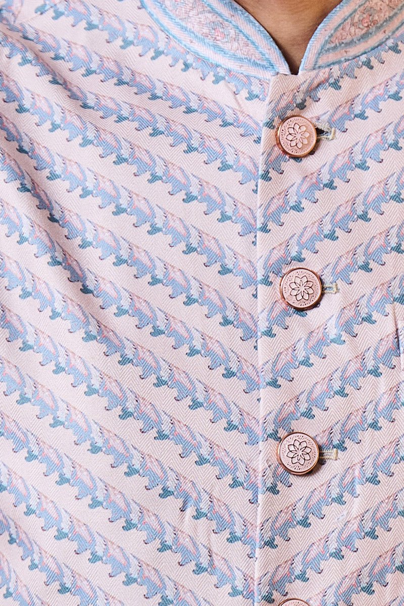 Pink and Blue Printed Bundi