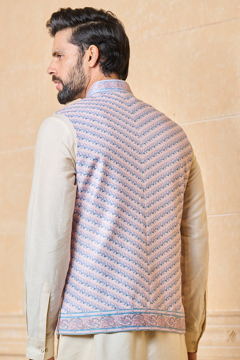 Pink and Blue Printed Bundi