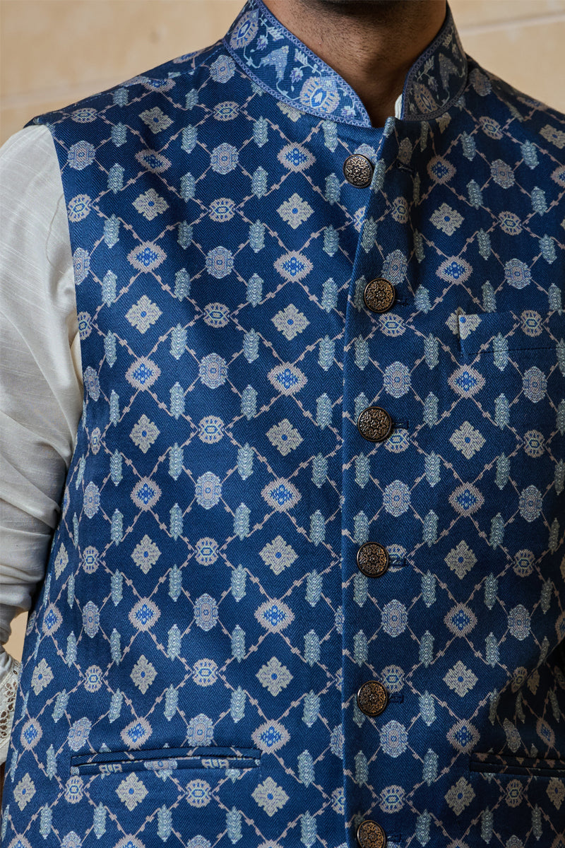 Navy Printed Bundi
