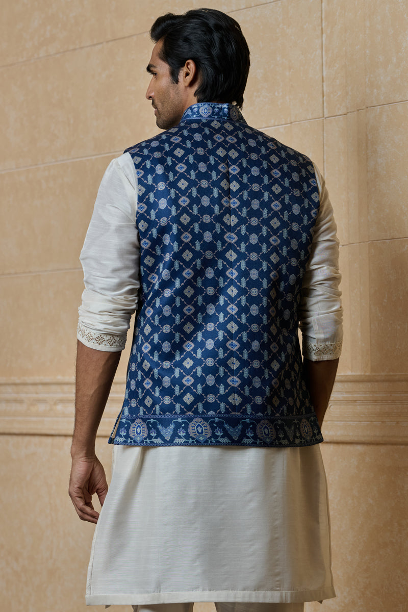 Navy Printed Bundi