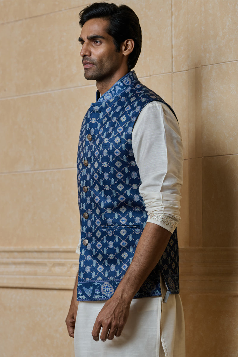Navy Printed Bundi