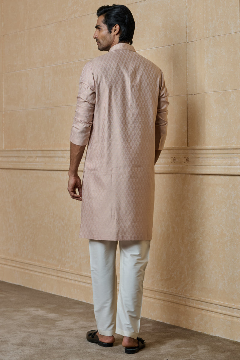 Pink Jacquard Kurta Set