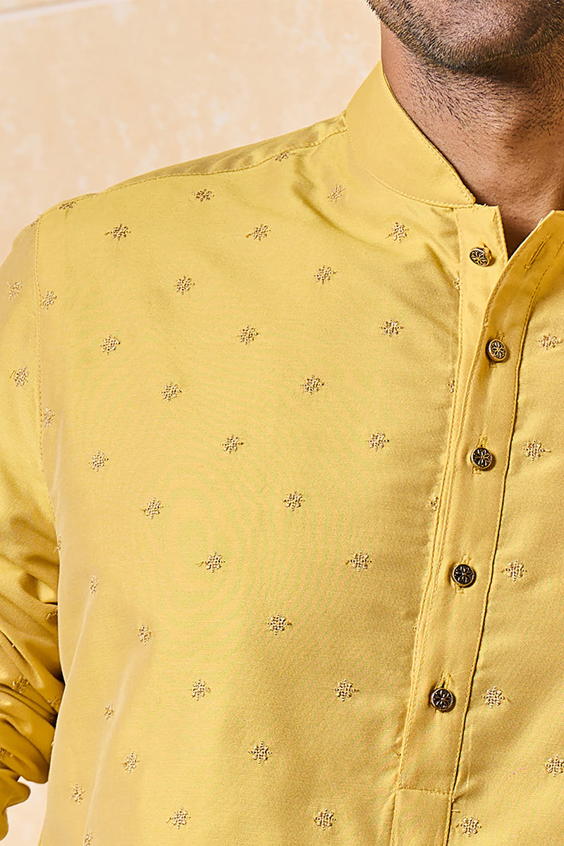 Yellow Butta Embroidered Kurta Set