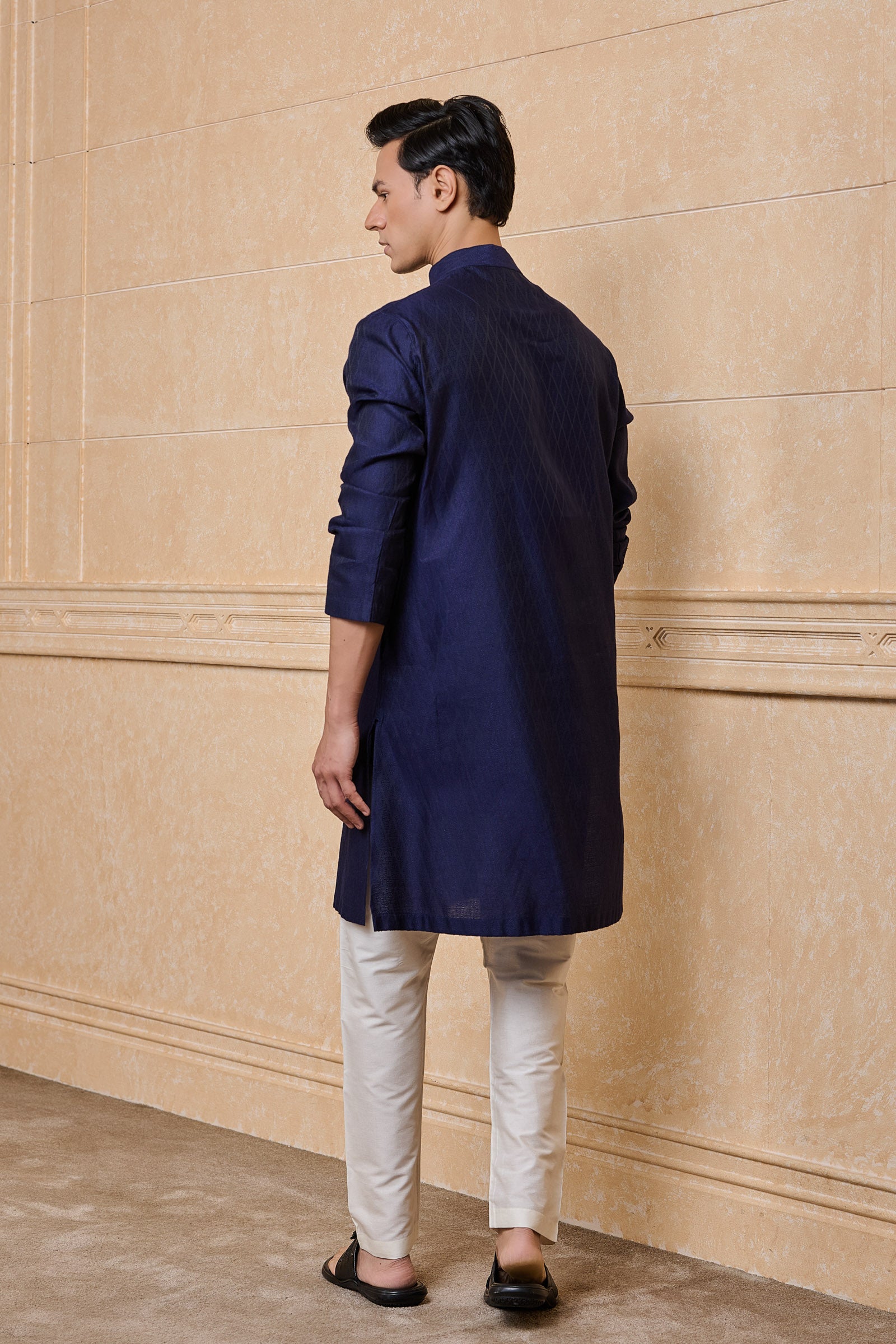 Navy Classic Jacquard Kurta Set