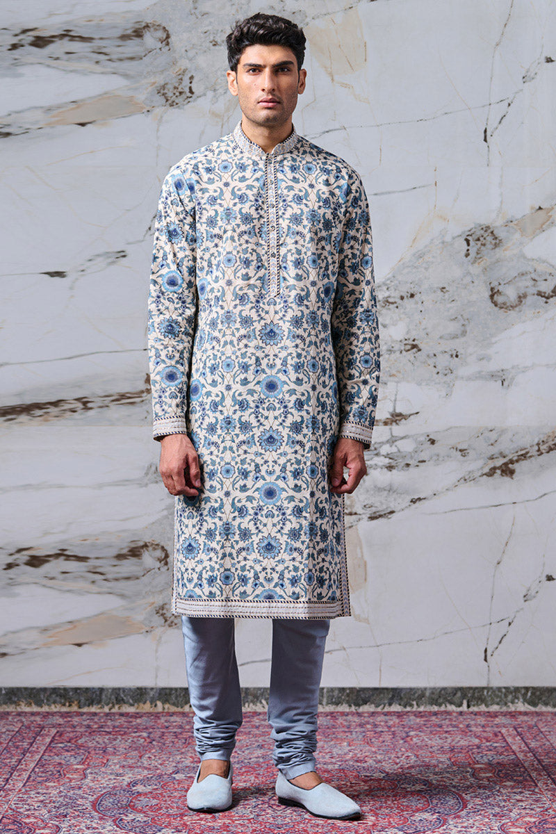 Medium Blue Printed Kurta Set