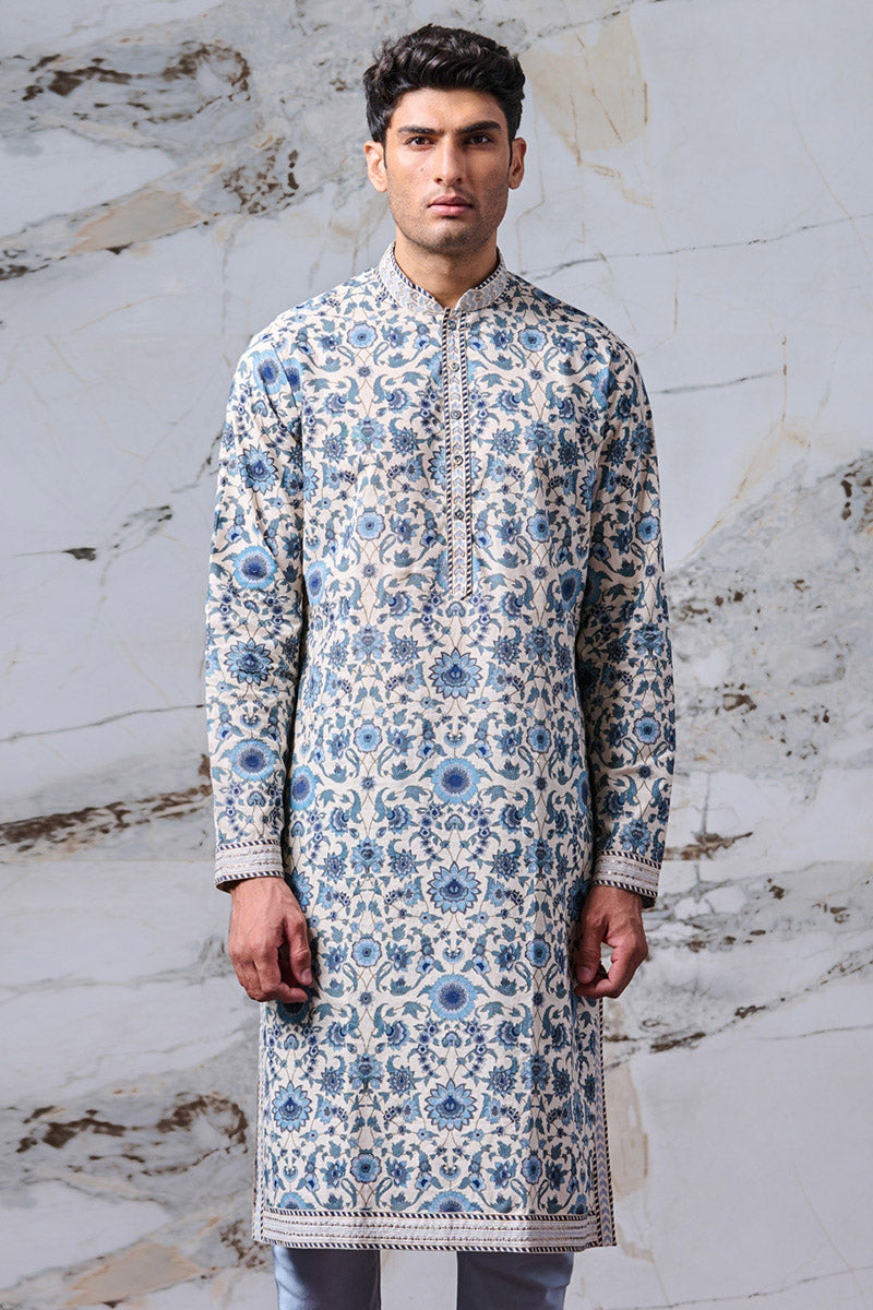 Medium Blue Printed Kurta Set