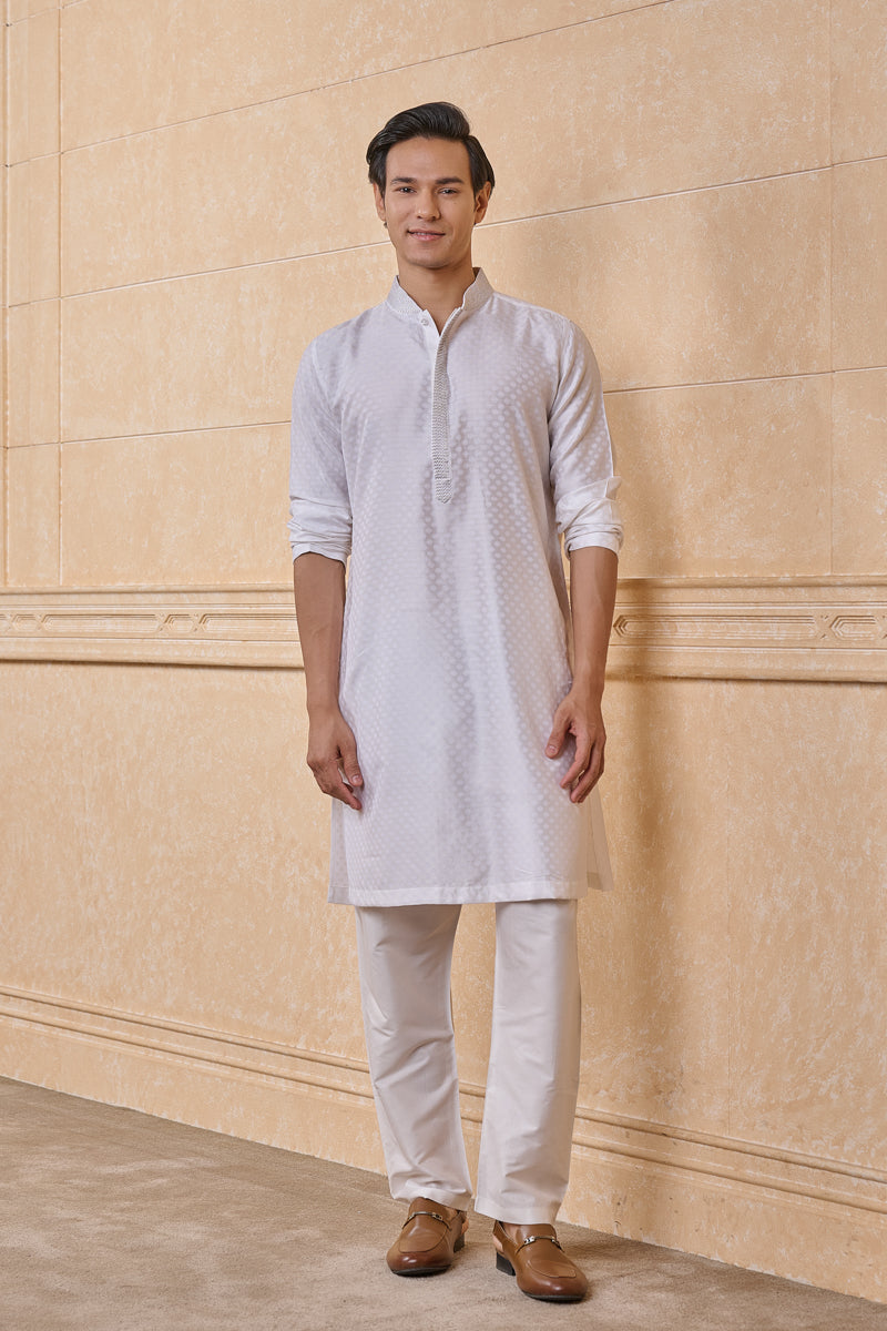 Ivory Classic Jacquard Kurta Set