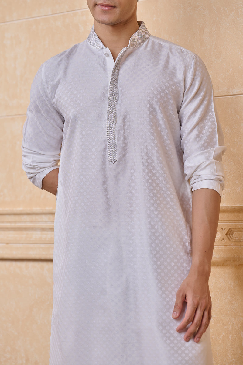 Ivory Classic Jacquard Kurta Set