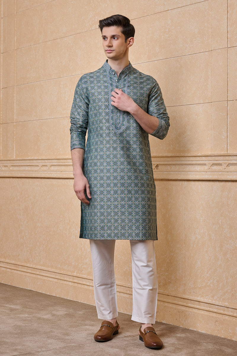 Light Blue All Over Printed Kurta Set