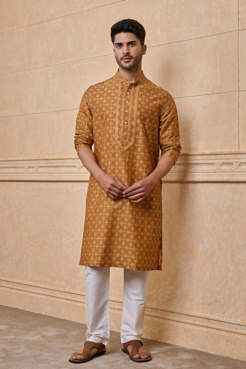 Yellow All Over Printed Kurta Set