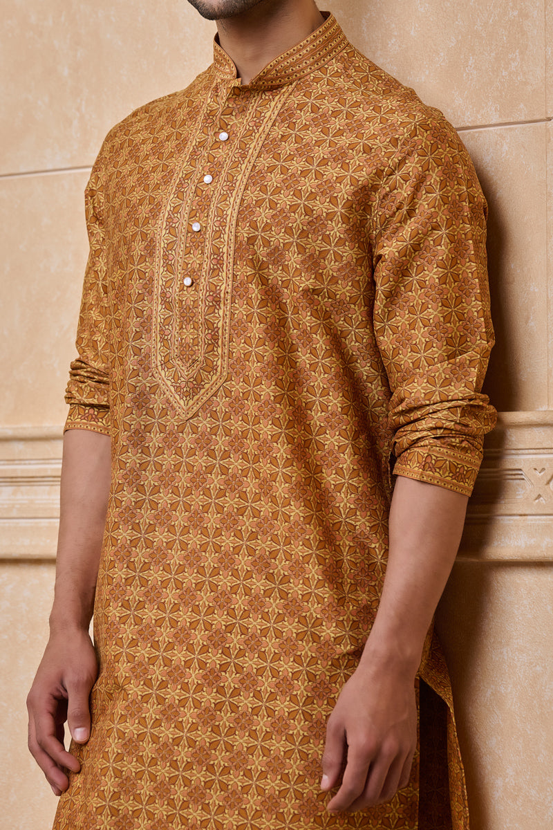Yellow All Over Printed Kurta Set