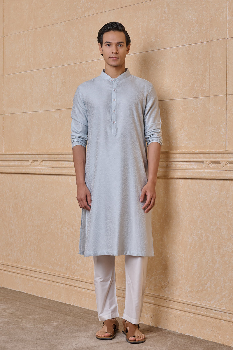 Light Blue Jacquard Kurta Set