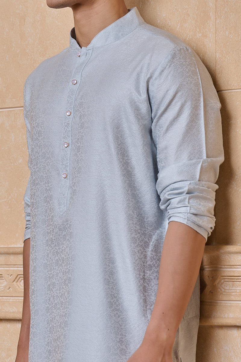 Light Blue Jacquard Kurta Set