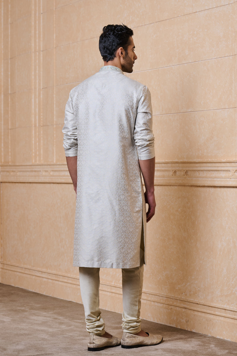 Light Blue All Over Embroidered Jacquard Kurta Set