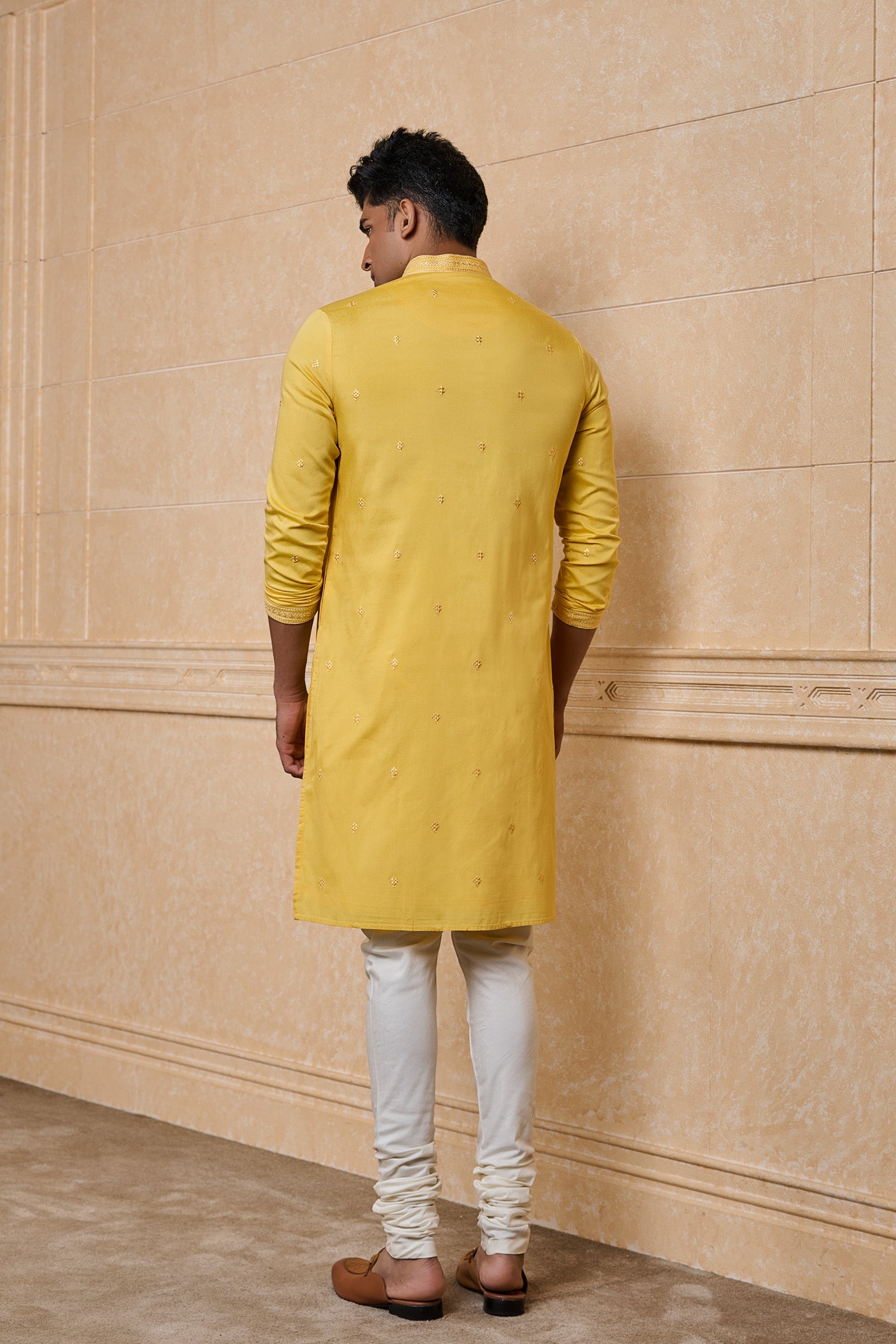 Yellow All Over Embroidered Kurta Set