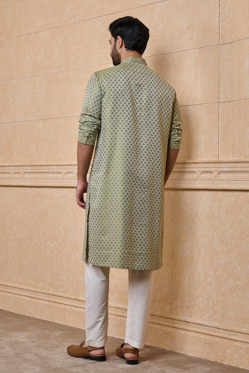 Light Green Jacquard Kurta Set