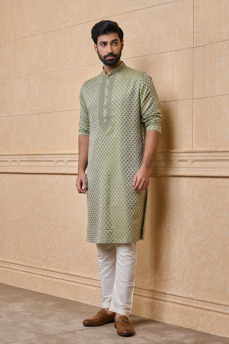 Light Green Jacquard Kurta Set