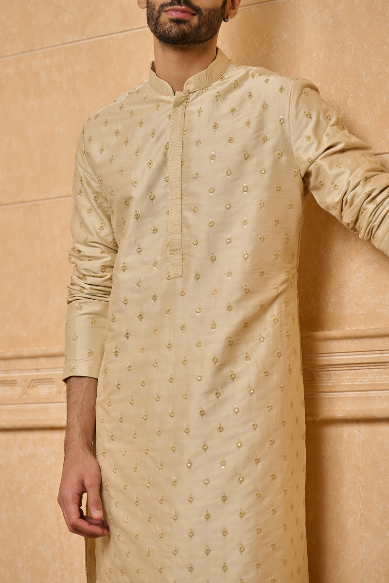 Beige All Over Butta Embroidered Kurta Set