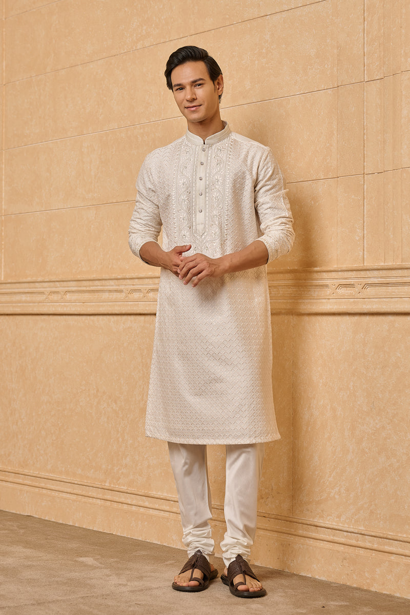 White All Over Embroidered Kurta Set