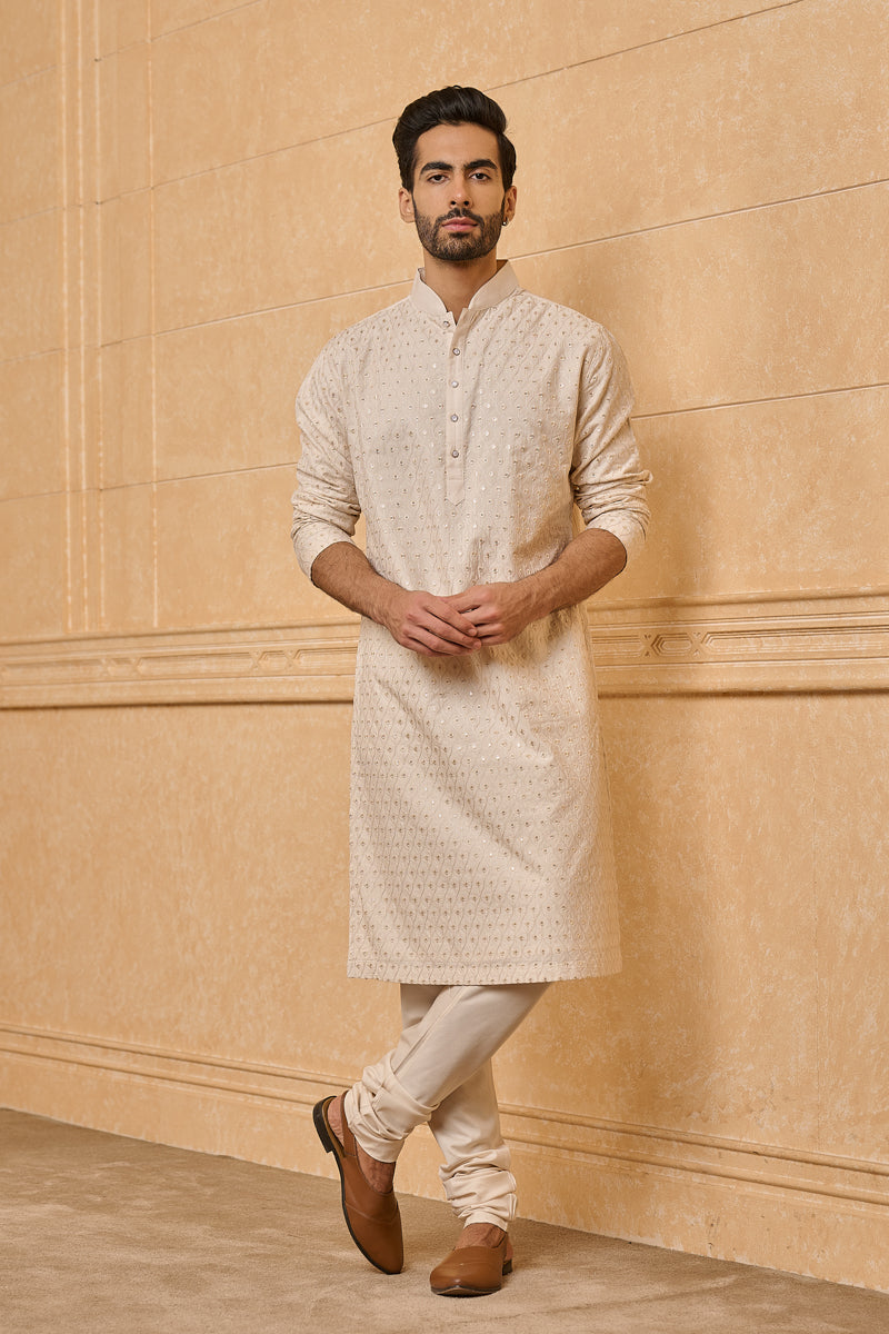 Ivory Classic Embroidered Kurta Set