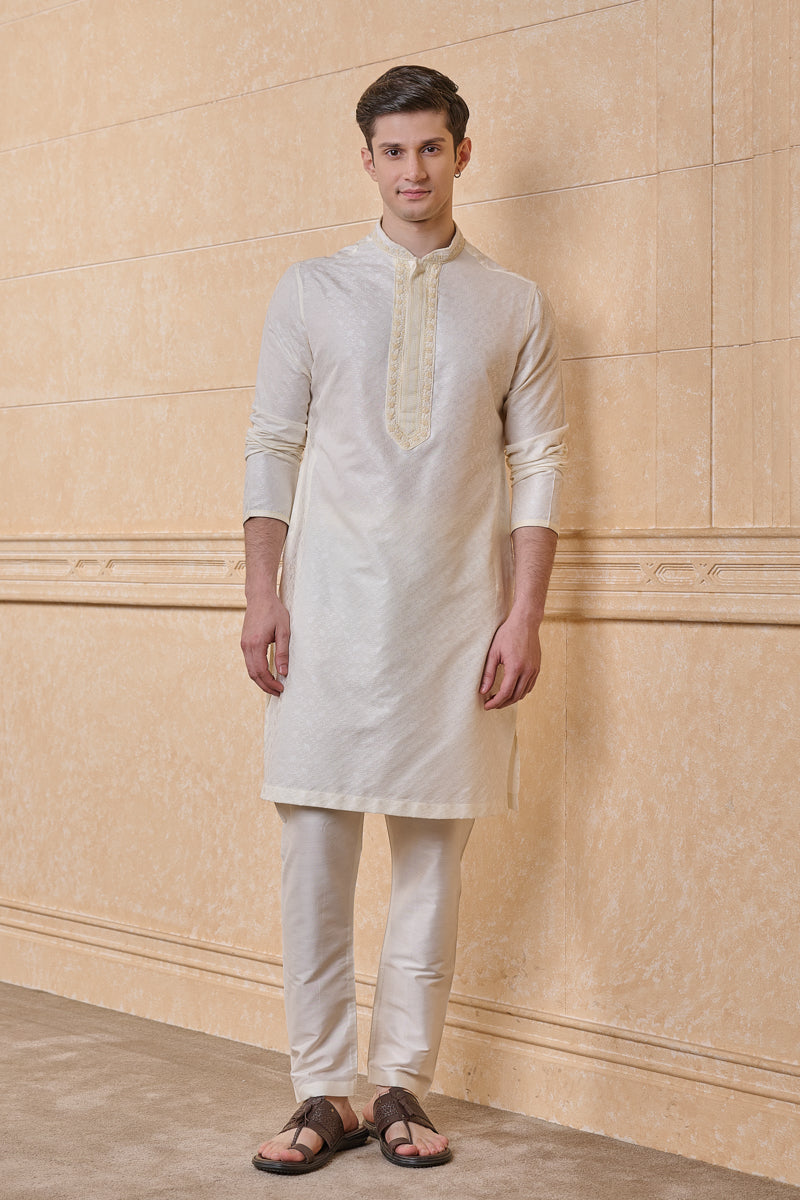 Ivory Classic Jacquard Kurta Set