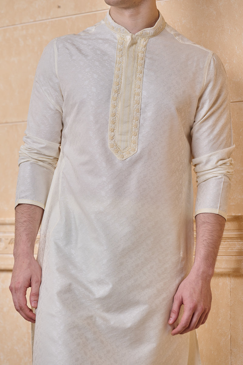 Ivory Classic Jacquard Kurta Set