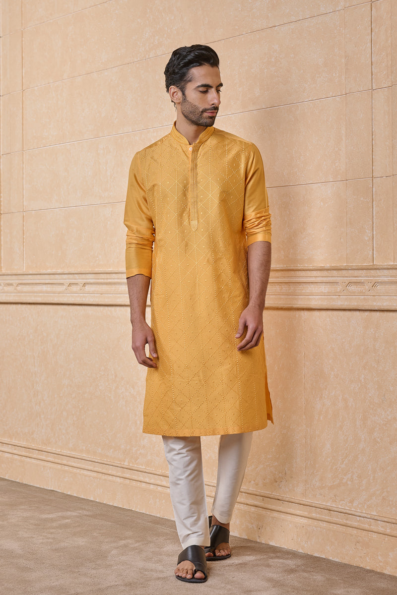 Yellow Ochre All Over Geometrical Kurta Set