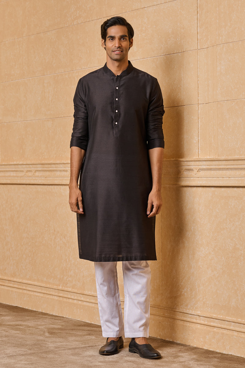Black Zero Point Collar Single Kurta