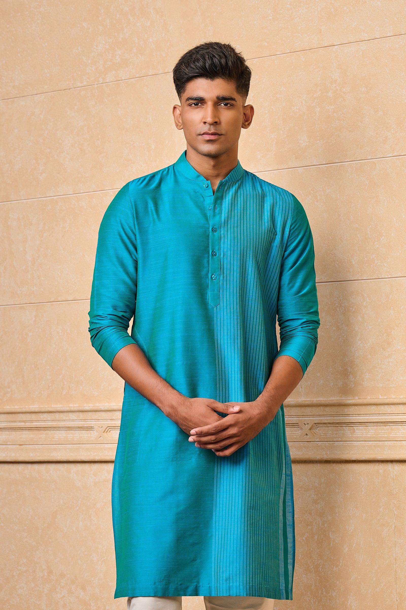 Blue Zero Point Collar Kurta