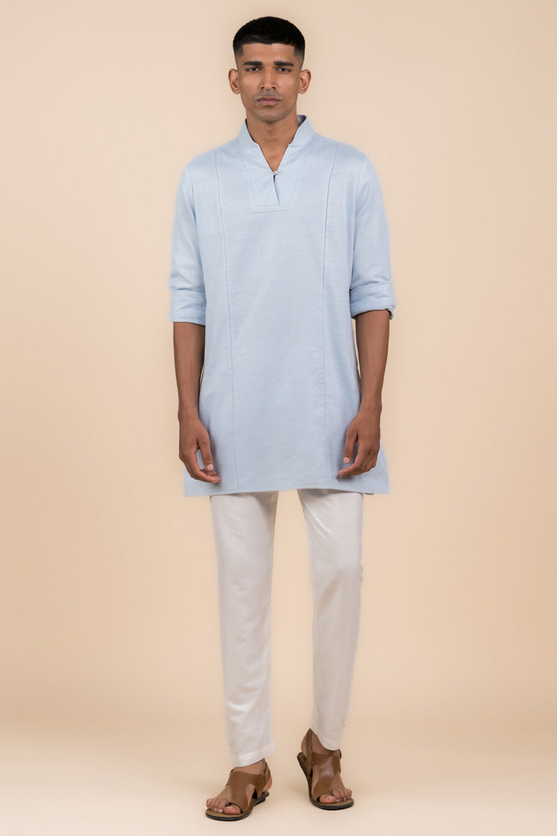 Light Blue Kurta With Jaali Detailing