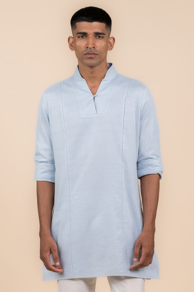 Light Blue Kurta With Jaali Detailing