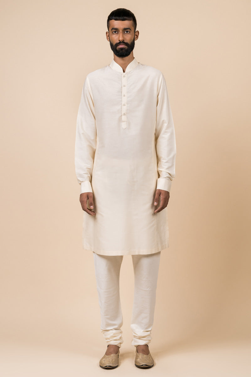 Ivory Single Kurta With Zero Point Collar