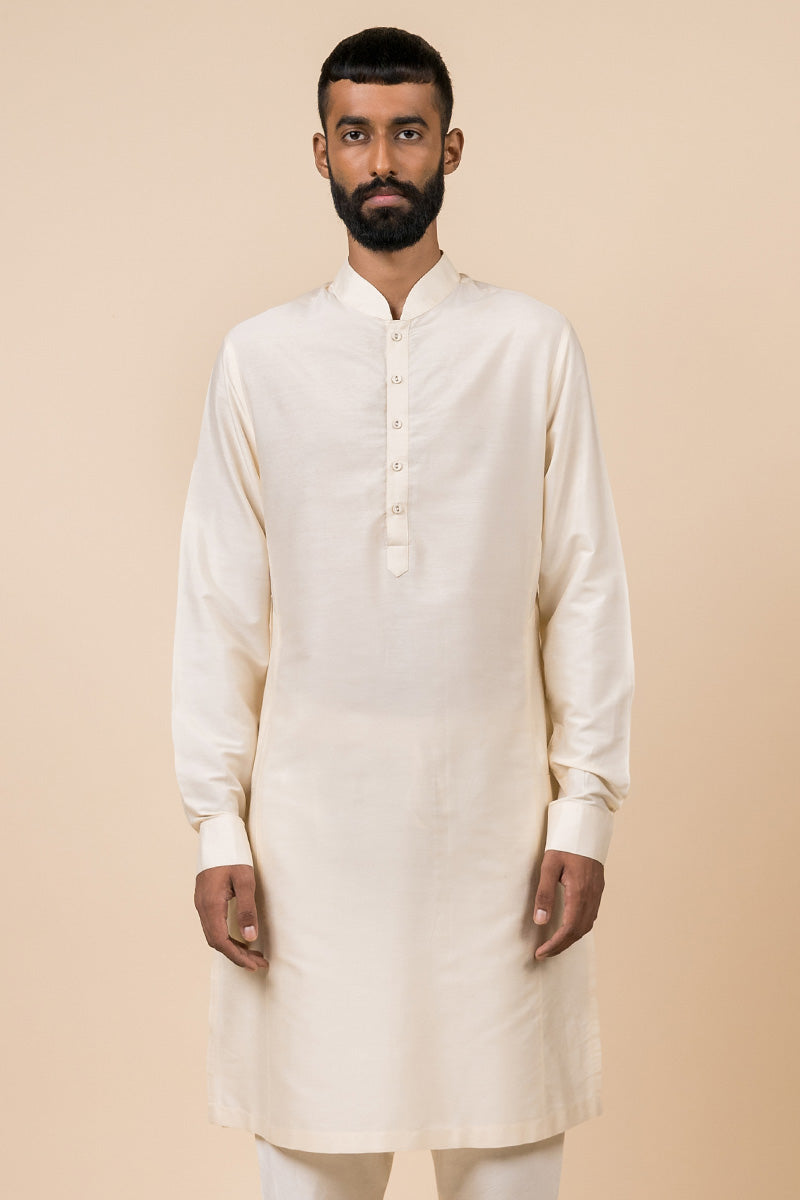 Ivory Single Kurta With Zero Point Collar