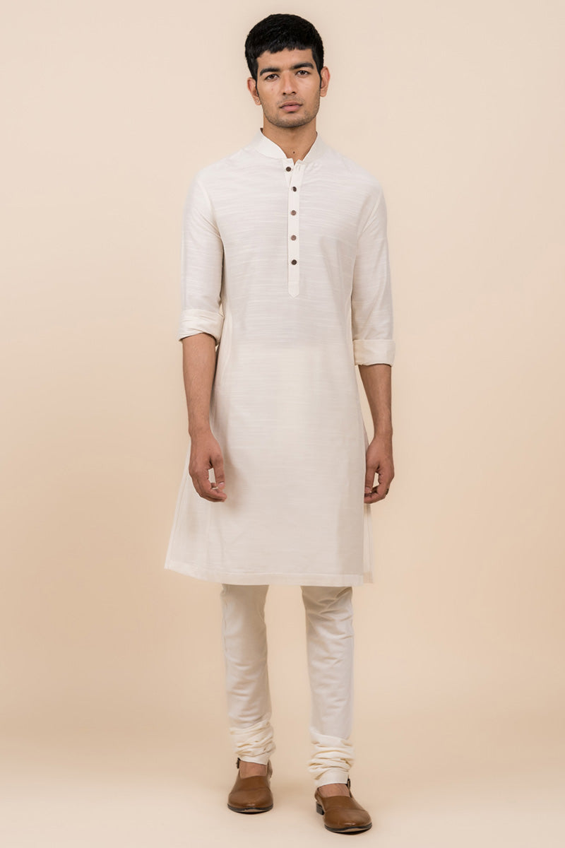 Ivory Kurta with Tasva Button Detailing