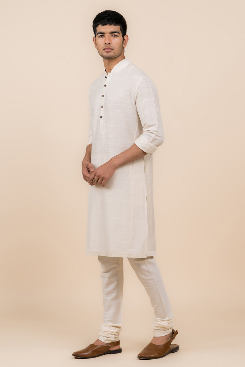 Ivory Kurta with Tasva Button Detailing