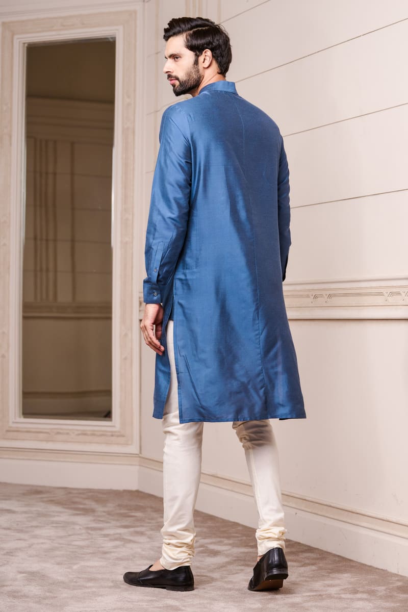 Medium Blue Kurta With Zipper Placket