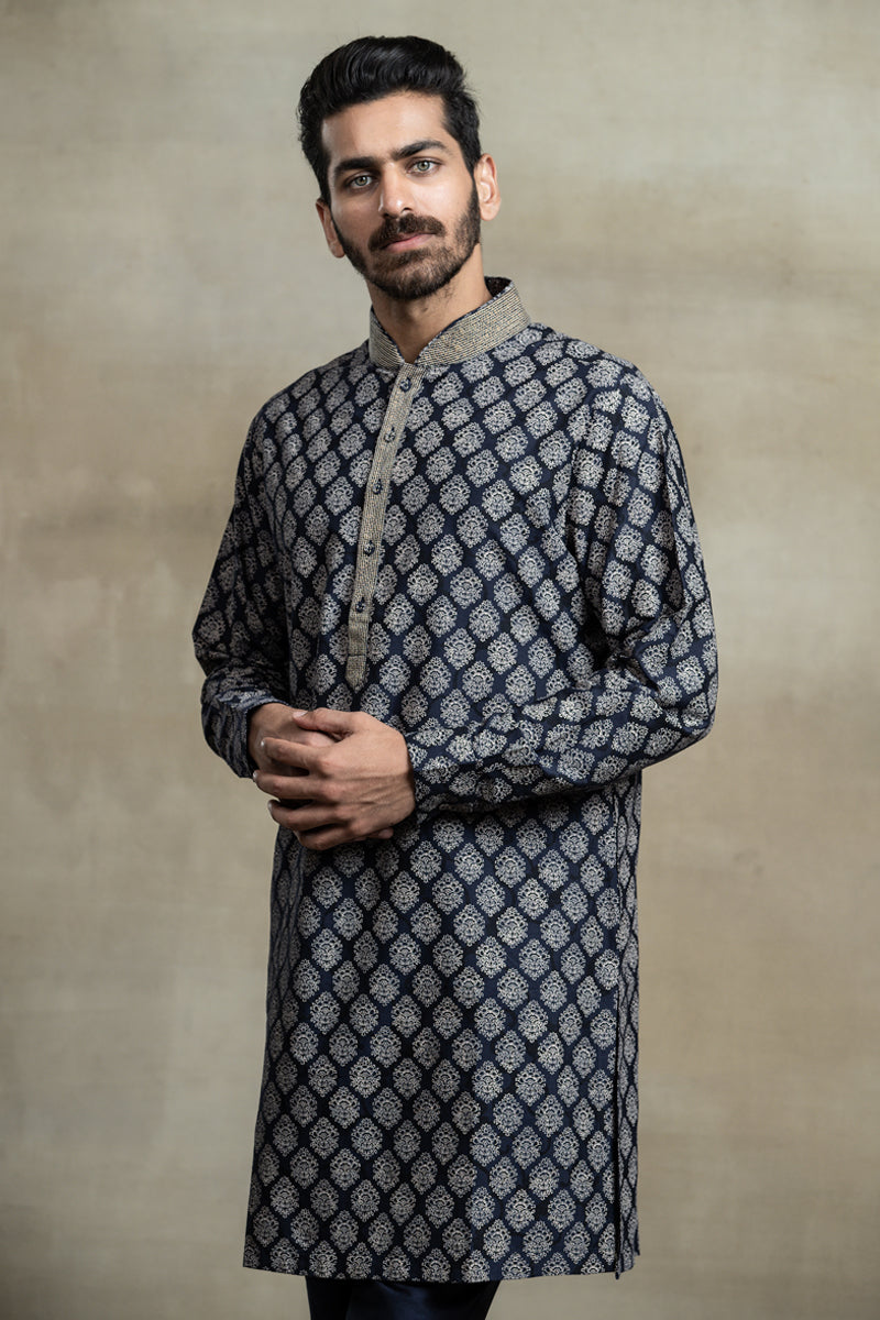 Navy Printed Kurta