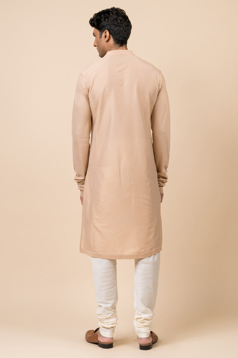 Beige Kurta With Churidar Sleeves
