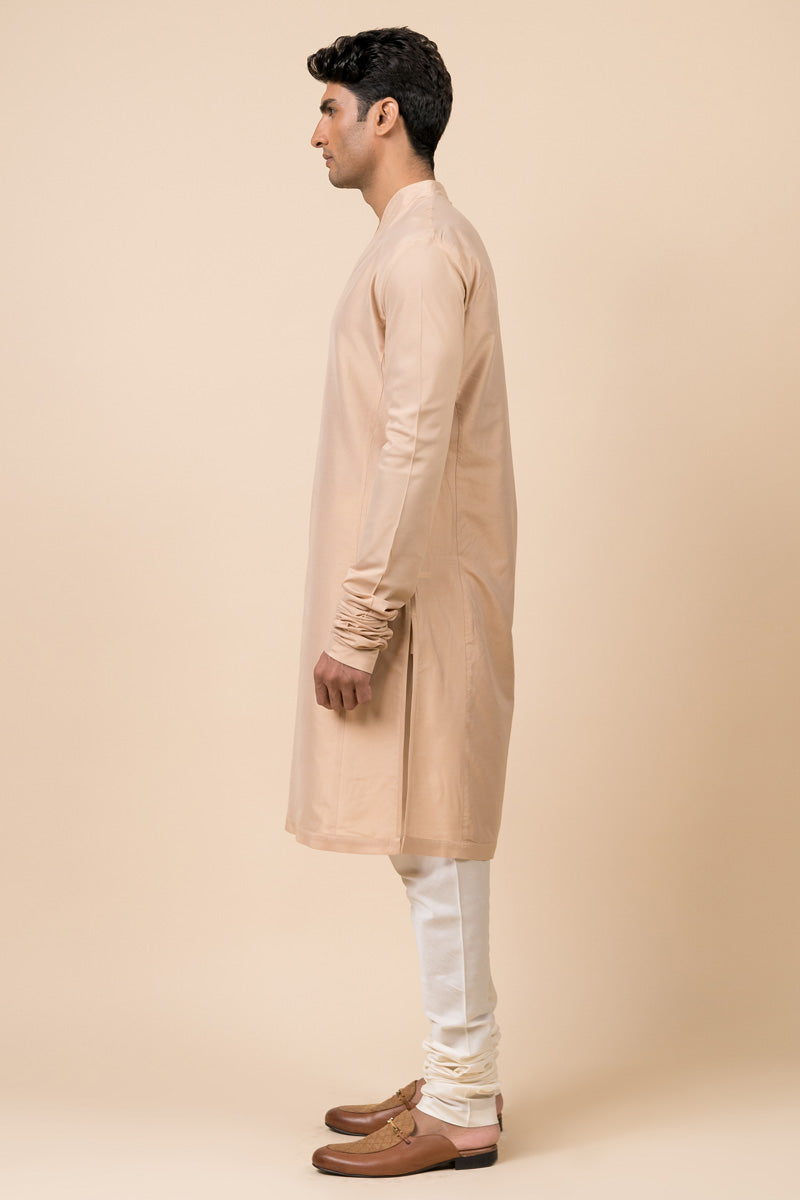 Beige Kurta With Churidar Sleeves