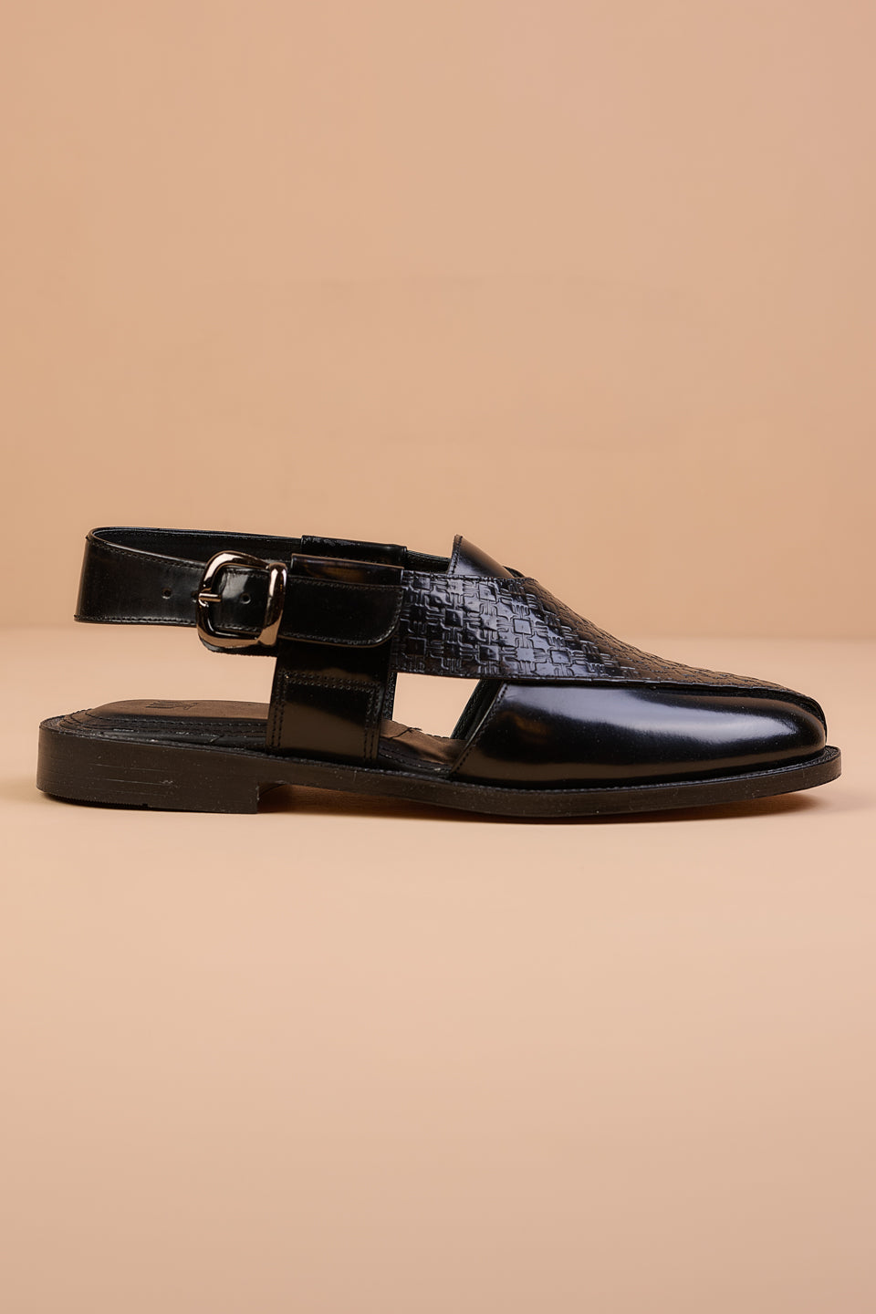 Textured Leather Slingback Loafers