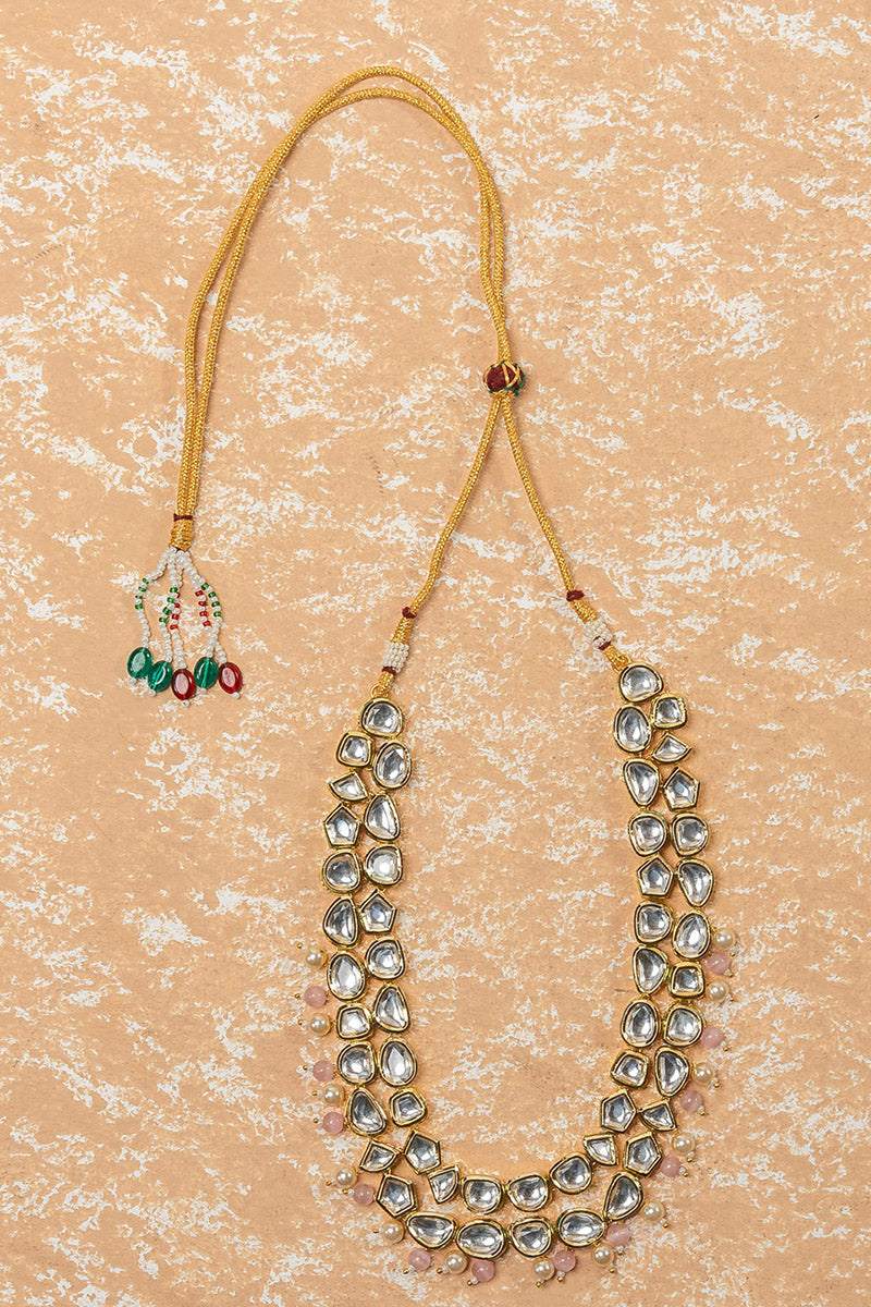 Pink Kundan Mala With Stone Detailing