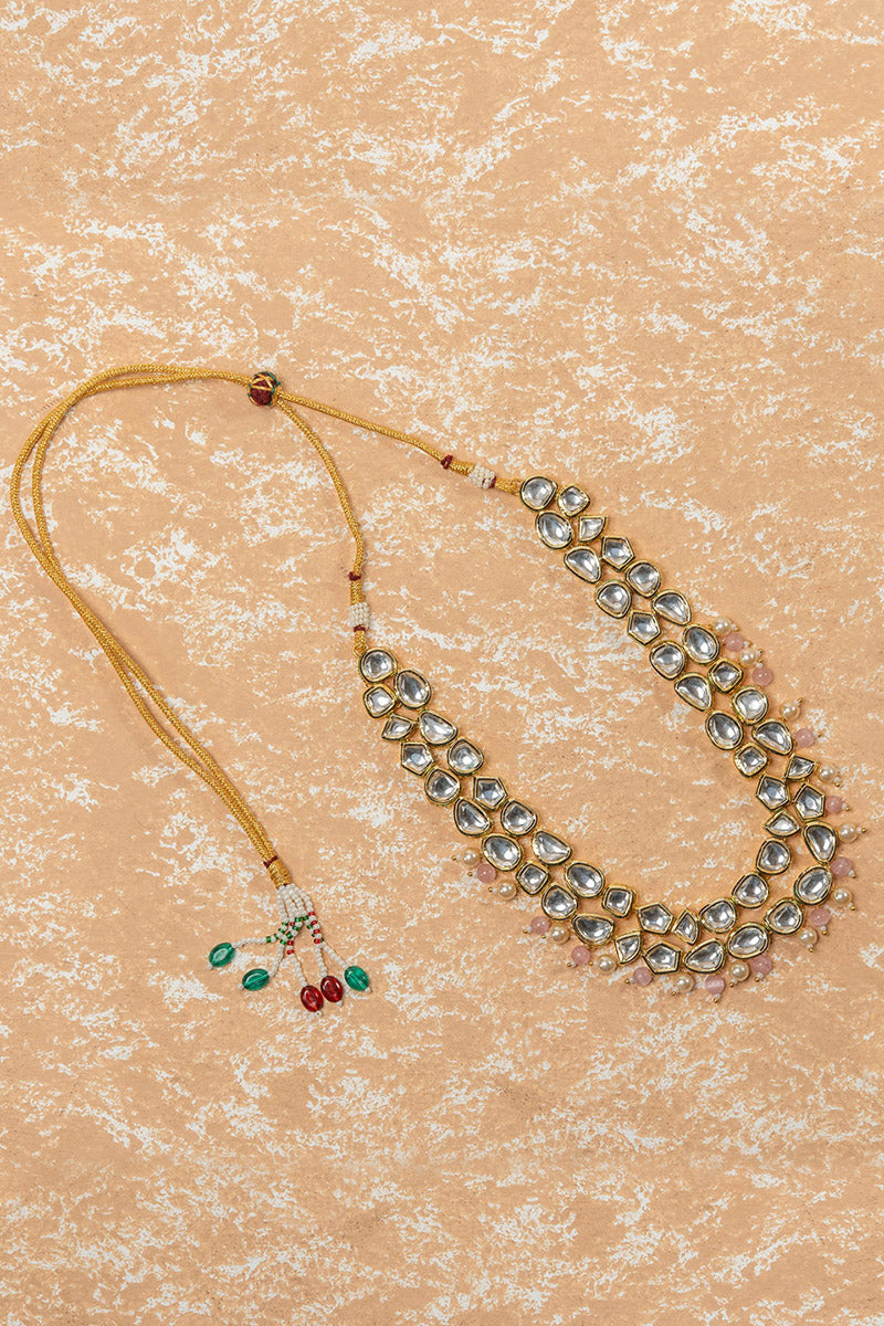 Pink Kundan Mala With Stone Detailing