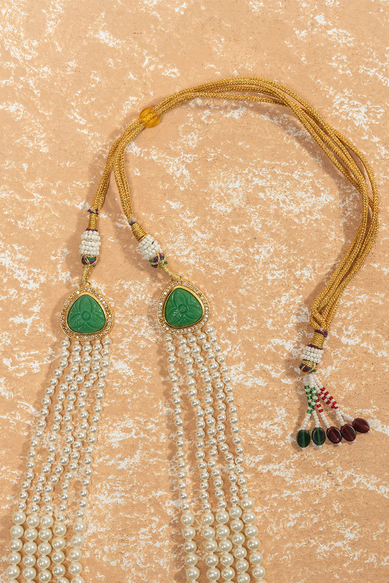 Ivory and Dark Green Pearl Mala
