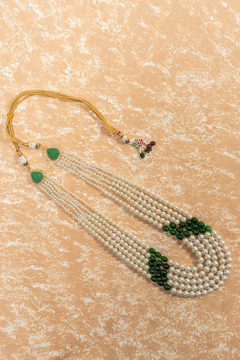 Ivory and Dark Green Pearl Mala