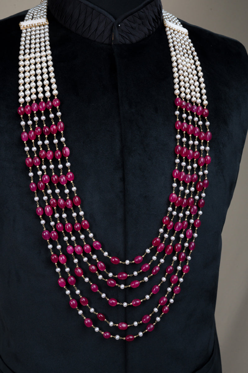 Pink Four Layered Beaded Mala
