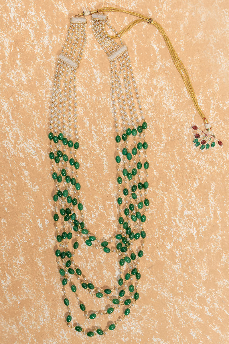 Dark Green Four Layered Beaded Mala