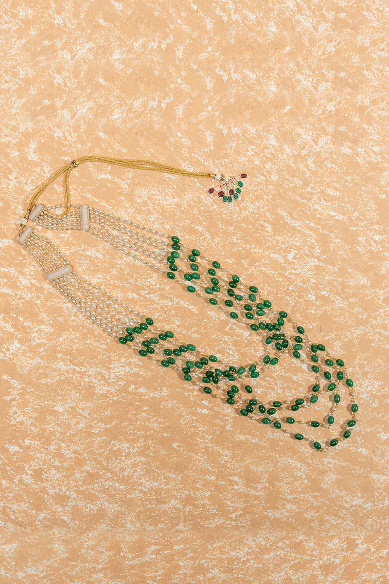 Dark Green Four Layered Beaded Mala
