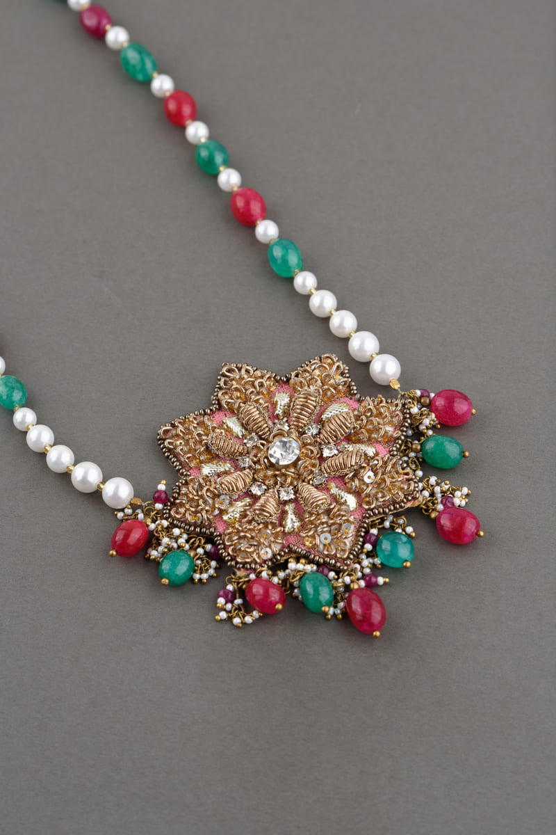 Multi-coloured Embroidered Sehra With Pearl String